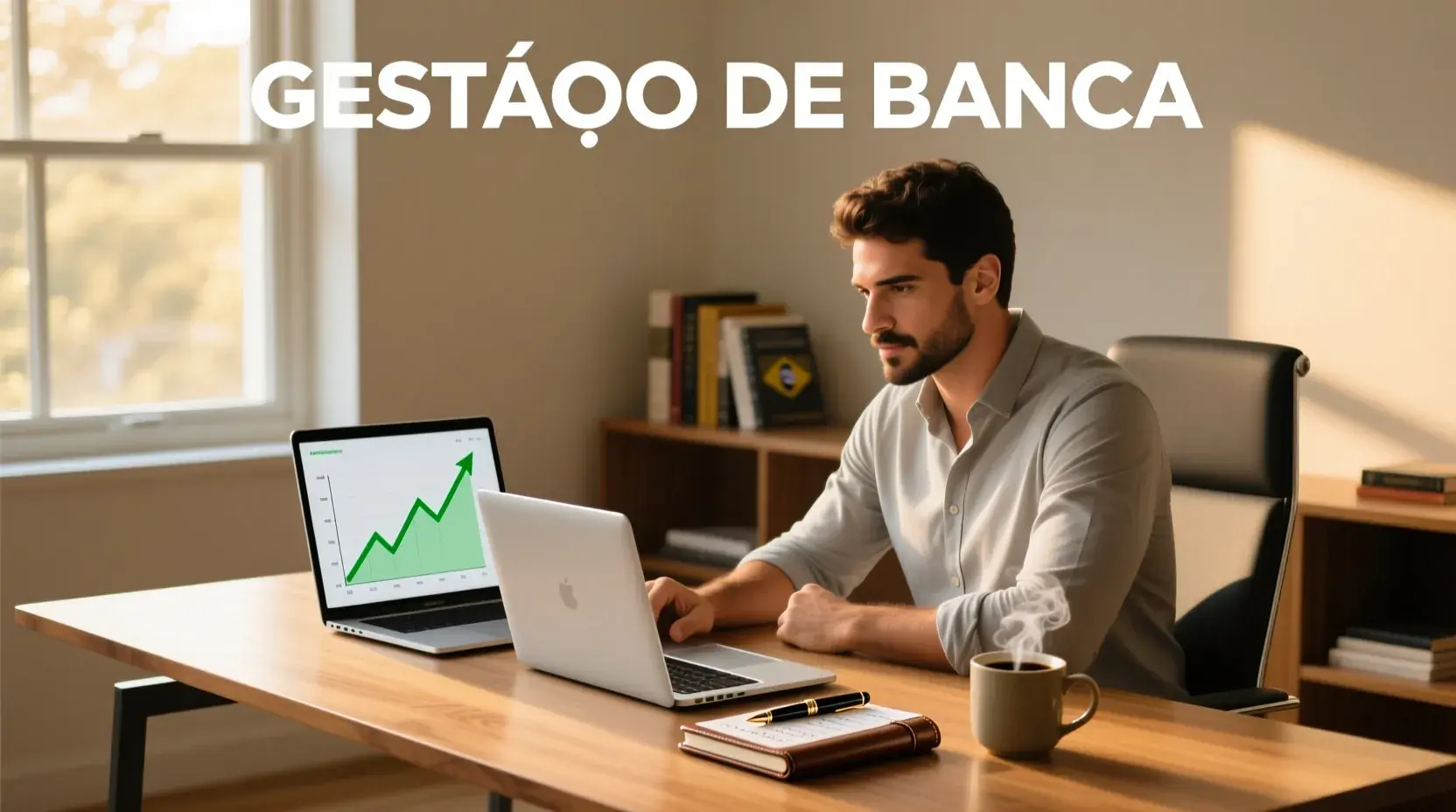 Gestão de banca nas apostas desportivas - profissional a gerir capital de forma disciplinada