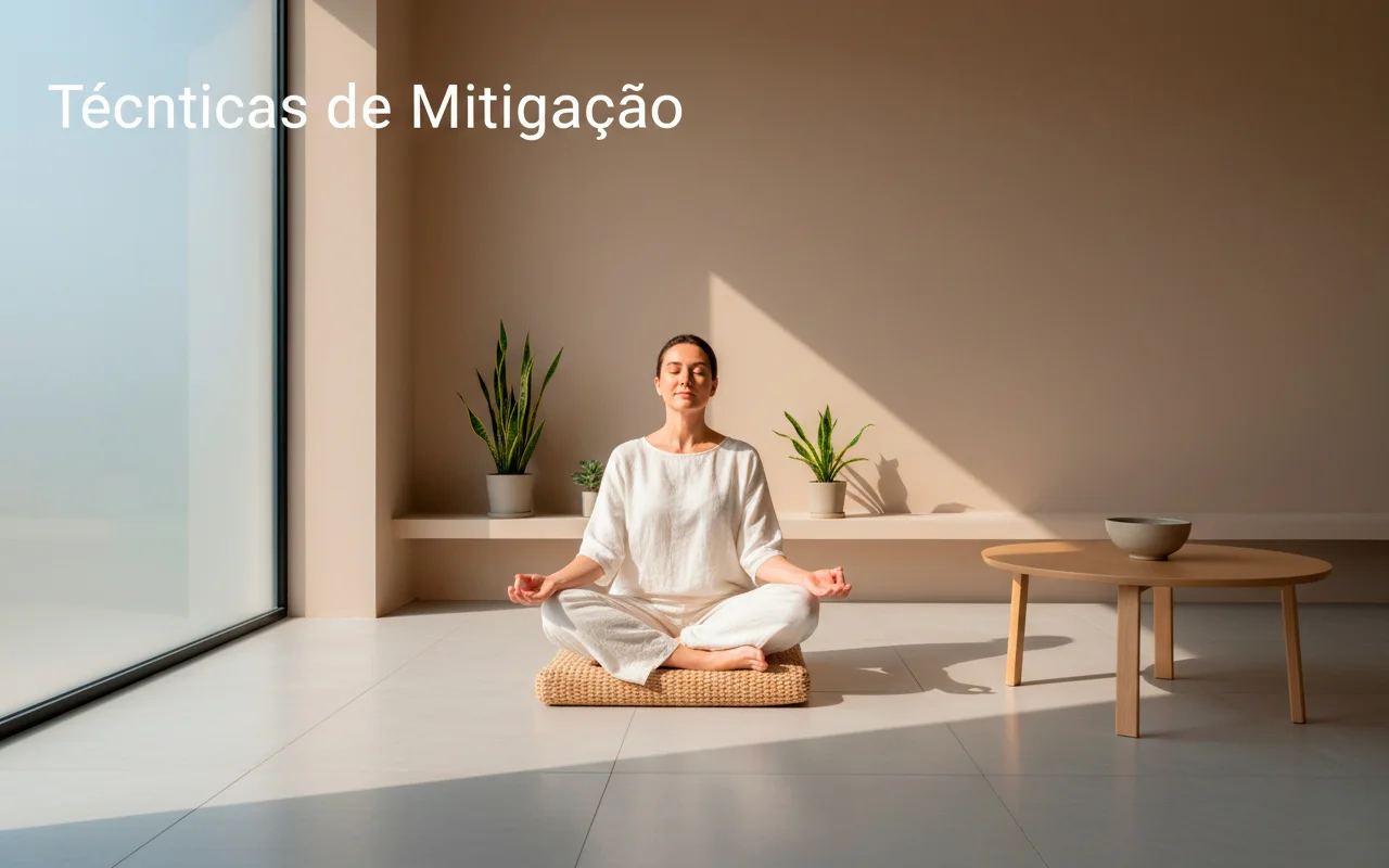 Pessoa a meditar em posição relaxada num ambiente tranquilo